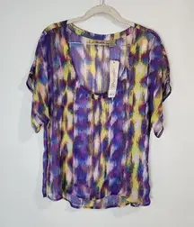 NWT Wrangler Tie Dye Colorful Sheer Flowy Womens Large Breathable Top