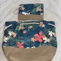 Kat/bryn tropical print cinched tote 2 pc