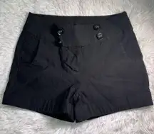 Black Grass Collection Womens Button-Front Shorts Size M Cotton & Nylon Blend