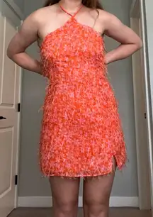 Wild Fable Orange Fringe Mini Dress