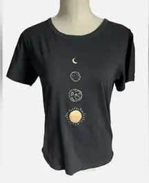 SheIn  Black Sun Moon T-Shirt Junior’s Size Medium