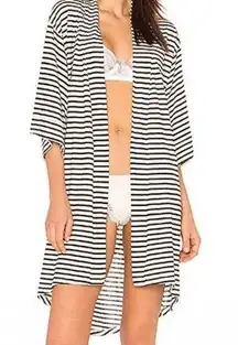 Maison Du Soir Revolve Striped Short Sleeve Duster Robe Swim Cover Small