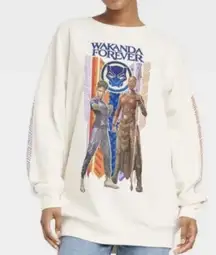 NWT Marvel Wakanda Forever Oversized Graphic Sweatshirt Cream Size LARGE