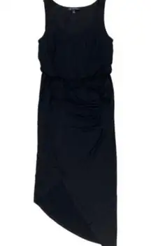 INC Women's Small Petite Deep Black Maxi Asymmetrical Draped Scoop Neck Dress