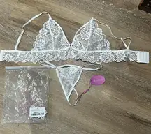 NWT medium avidlove white bra and underwear lingerie lace set. Mini lace