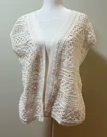 Anthropologie Knitted and Knotted open sweater vest crochet top cream S