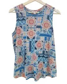 Love Linen Pure J. Jill 100% Linen tank top geometric size small