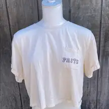Woman’s (juniors) Love Peace & Lazy Days FAITH Crop Top Sz L Spiritual Wear