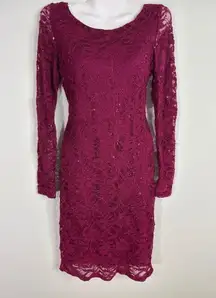 JUMP APPAREL By Wendye Caitin Laced Sequins Wine Dress‎ MEDIUM