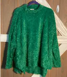 e. Luna Green Fuzzy Crewneck Sweater. SIZE 2X. Fits Big and Comfy.  NWOT
