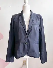 J. Crew Womens Pinstripe Blazer Suit Wool Navy 2 Button Lined Sz 10 Quiet Luxury
