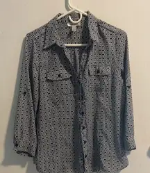 Black and‎ White Patterned Women's Top