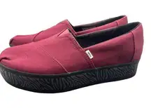 Toms  Shoes Womens 10 Broadwalk Slip On Dark Red Platform Heel Round Toe