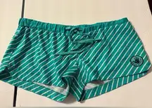 Body Glove Board Booty Shorts Aqua White Striped Size M