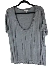 Leith Gray Oversized Scoop Neck Short-Sleeve T-Shirt L Womens Top