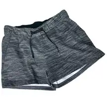 Lululemon on the fly shorts black white gray stripe dotted pattern