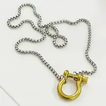 18K Gold Plated Carabiner holder Necklace Stainless Steel womens jewelry