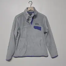 PATAGONIA Women's Re-Tool Snap-T Pullover Fleece Jacket Sz M Gray Soft