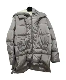 Sam‎ Edelman Women's XXL Gray Puffer Coat Jacket Hooded Sherpa Lined Long NWT