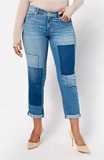 LOGO by Lori Goldstein Shadow Patch Boyfriend Jeans Size 10