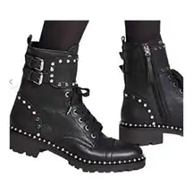 Sam Edelman women  Black leather Studded Combat  Jennifer Boots size. 8.5