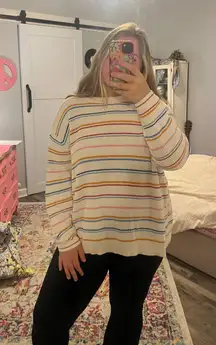 Popsugar Rainbow Cream Sweater