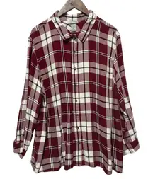 Catherines Womens Tunic Top 2X Red Plaid Paisley Mixed Print Whimsy Boho Western