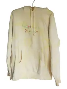 Happiness Project Embroidered Yellow Tie Dye Hoodie Sweatshirt Large Dopamine