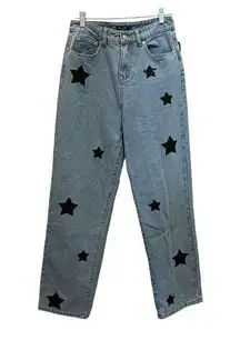 Medium Wash Denim Jeans Star Sequin Festival Boho Party Sparkle Size 4