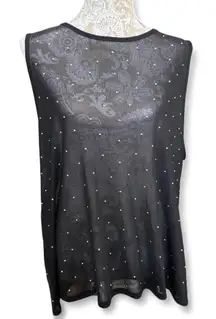 Free Kisses Black Sheer Peral Embellished Top Size 3X Going Out Top Night Out
