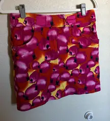 Vintage Y2K Versus by Versace Fish Mini Skirt Sz 42  Pink‎ Bright All Over Print