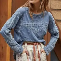 Free People Boy Meets Girl Boho Long Sleeve Pacific Coast Top