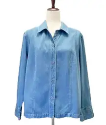 Pendleton Vintage  Tencel Chambray Blue Chore Jacket Utility Shirt Womens Size 1X