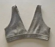 Aerie Waffle Knit Bralette – Women’s Medium Gray Deep V Soft Lounge Bra