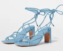 NEW Jonathan Simkhai MEGHAN HEELED WRAP SANDAL blue 35
