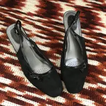 Vintage 90s Y2K Goth Coquette Leather Suede Preppy Ballet Bow Slingback Flats Kitten Heels Pumps