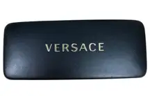 Versace Black Leather Sunglasses Case and Cloth NEW - No glasses