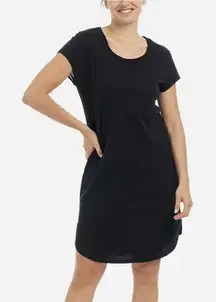 Eileen Fisher Black Organic Cotton Spandex Jersey Short Sleeve Dress Size‎ SMALL