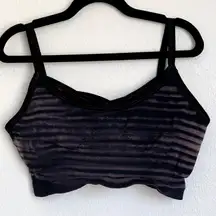 NEW Free People Movement Criss Cross Striped Sports Bra Workout in Black Gray