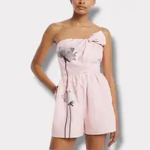 Express Strapless Floral Knot Bow Romper size Large NWT