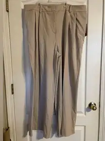 NWT Halogen Tan  Pleated Classic Straight-Leg Pants 18W Business Work Basic