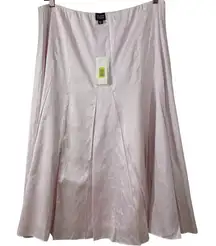 EILEEN FISHER NWT Yarn Dyed 100% Silk Dupioni Curved Panel Skirt Opal XL