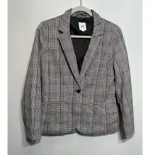 GAP The Academy Blazer Jacket Lined Size 4 Black/ White/Red Houndstooth Preppy