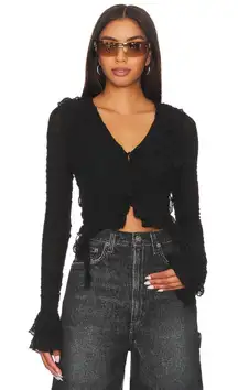 Revolve More To Come Lennox Black Ruffle Long Sleeve Top Women's Size Large