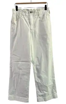 J.Crew Womens Sz 28 Paperbag Waist White High‎ Rise Wide Leg Cropped Jeans Pants