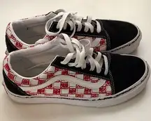 Vans Old Skool Low Sketch Red Size 7.5 Women Checkered Shoes Preloved