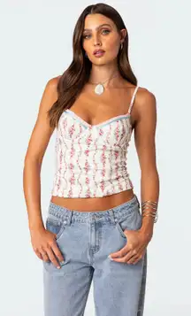 Indira Printed Cupped Lace Up Corset