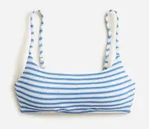 J. Crew Textured Scoopneck Blue Striped Bikini Padded Swim Top 3X