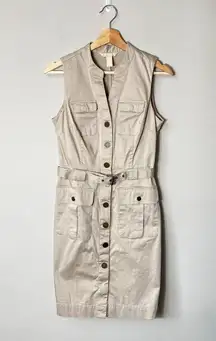 Banana Republic Women's Size 4 Sleeveless Safari Utility Snap Belted Mini Dress