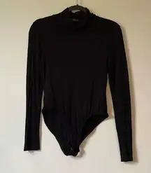 Missguided Black Classic Long Sleeve Turtleneck Minimalist Bodysuit size Small